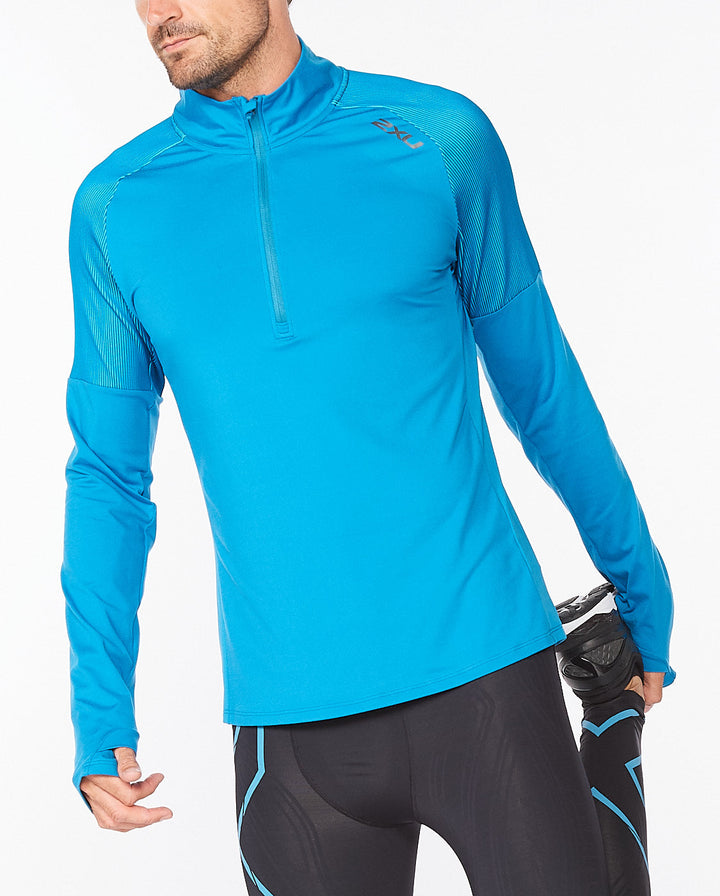 Pánská mikina v akvamarínové barvě 2XU LIGHT SPEED 1/2 ZIP