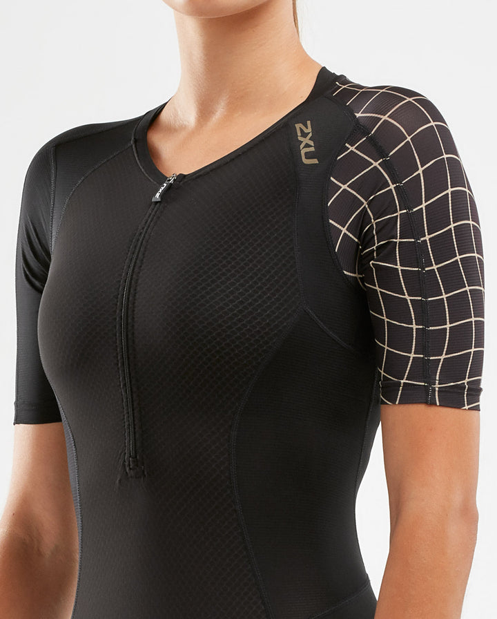 Dámská kompresní triatlonová kombinéza 2XU FULL ZIP SLEEVED